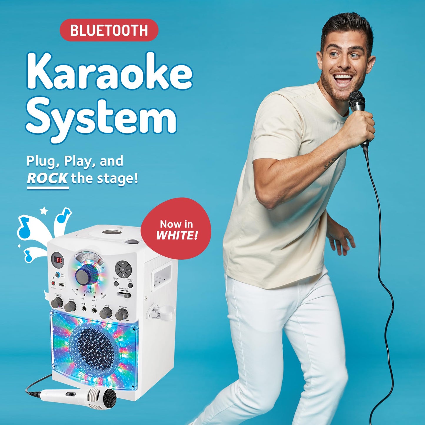 Singing Machine Portable Karaoke System with Microphone