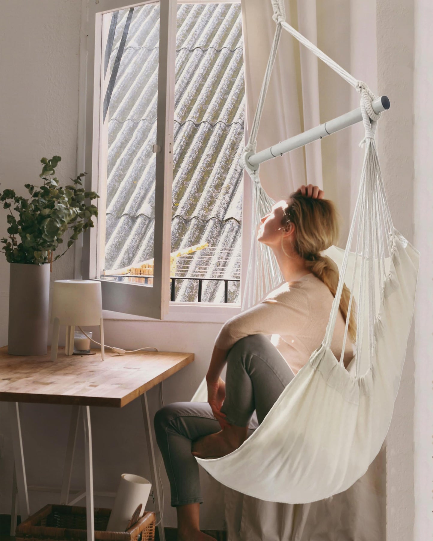 Lulladle Hammock Chair Hanging Rope Swing - Hammock Chair Bedrooms - Swing Chair Indoor - Hanging Chair Outdoor - Max Weight 500 Lbs