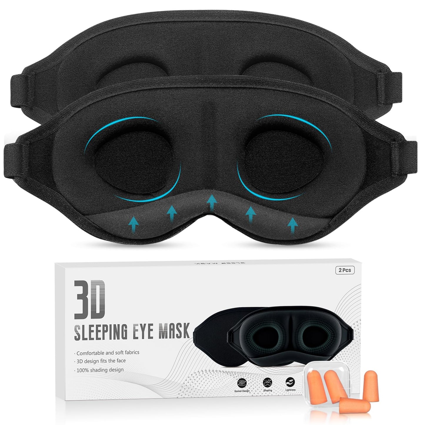 3D Contoured Sleep Mask - Light Blocking Eye Cover