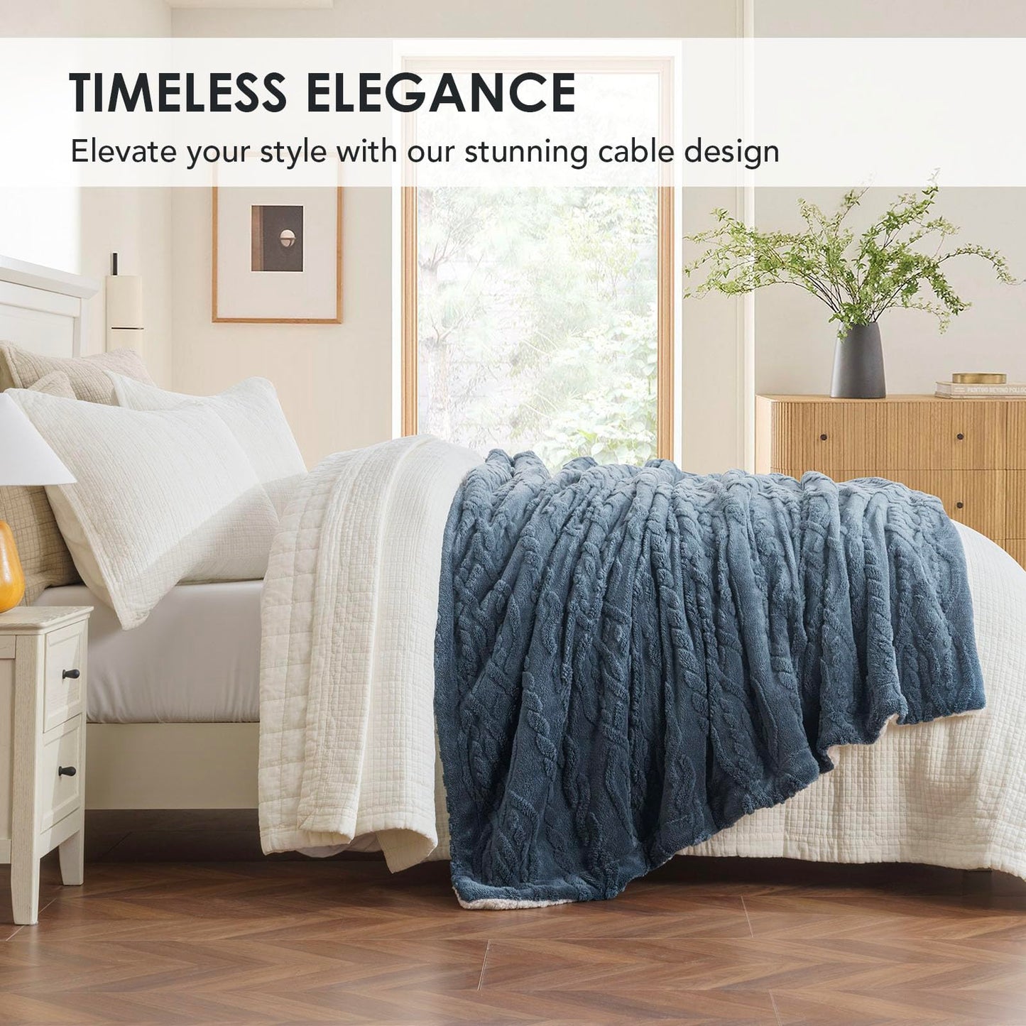 EVERGRACE Cozy Reversible Sherpa Fleece Throw Blanket