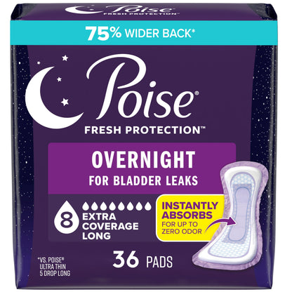 Poise Overnight Incontinence Pads, 36 Count