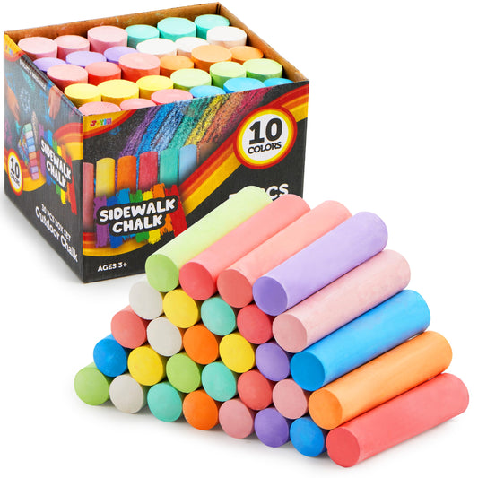 30 PCS Non-Toxic Jumbo Sidewalk Chalks for Kids