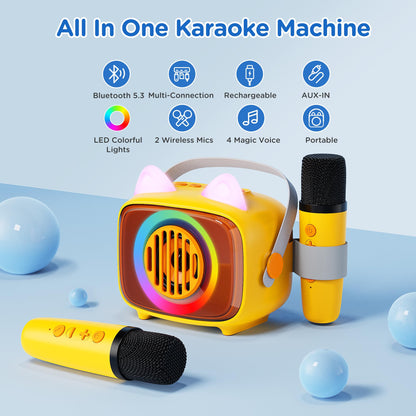 BIGASUO Bluetooth Karaoke Machine with 2 Microphones