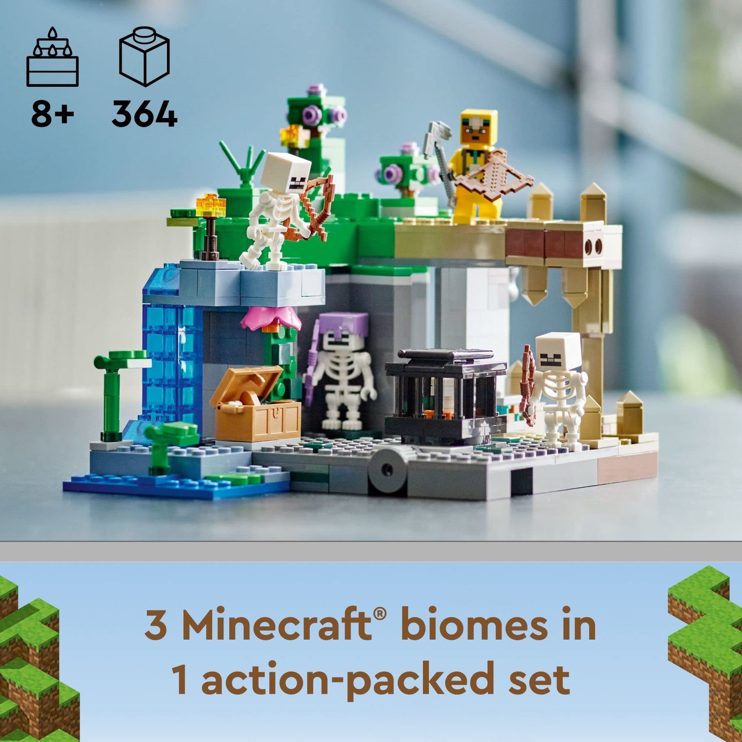 LEGO Minecraft The Skeleton Dungeon Building Toys Set - Minecraft Toys for Boys & Girls, Ages 8+ - Toys for Kids W/Option to Build 3 Biomes - 21189