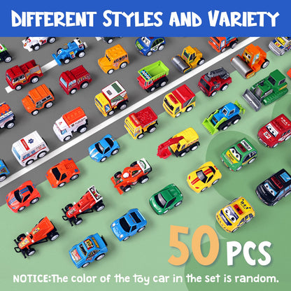 MindPal 50 Pcs Pull Back Toy Cars Set