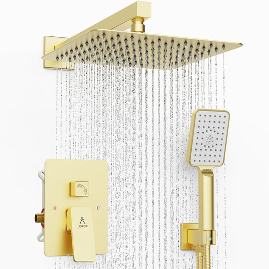 10" Brushed Gold Rainfall Shower System Set
