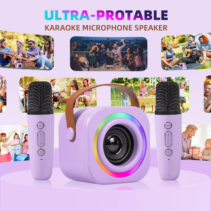 Mini Karaoke Machine with Wireless Mics for Kids