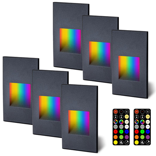 6-Pack RGB LED Step Lights with Remote Control