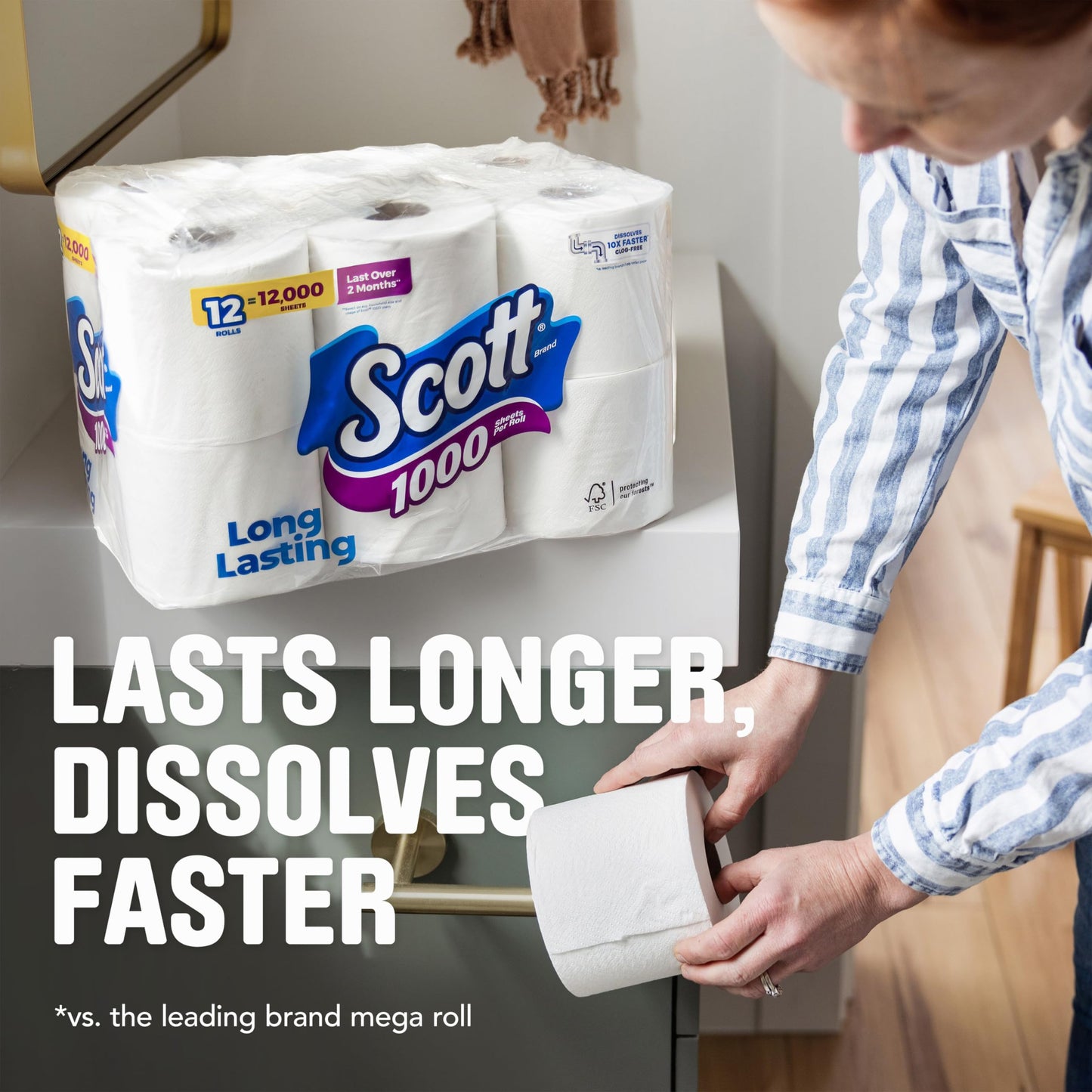 20 Rolls Scott Toilet Paper, Septic-Safe, 1-Ply