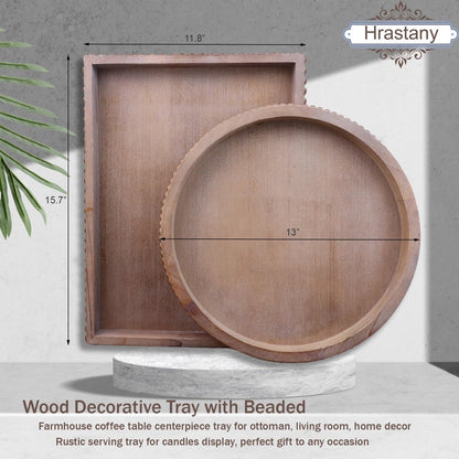 Wood Decorative Serving Tray for Coffee Table