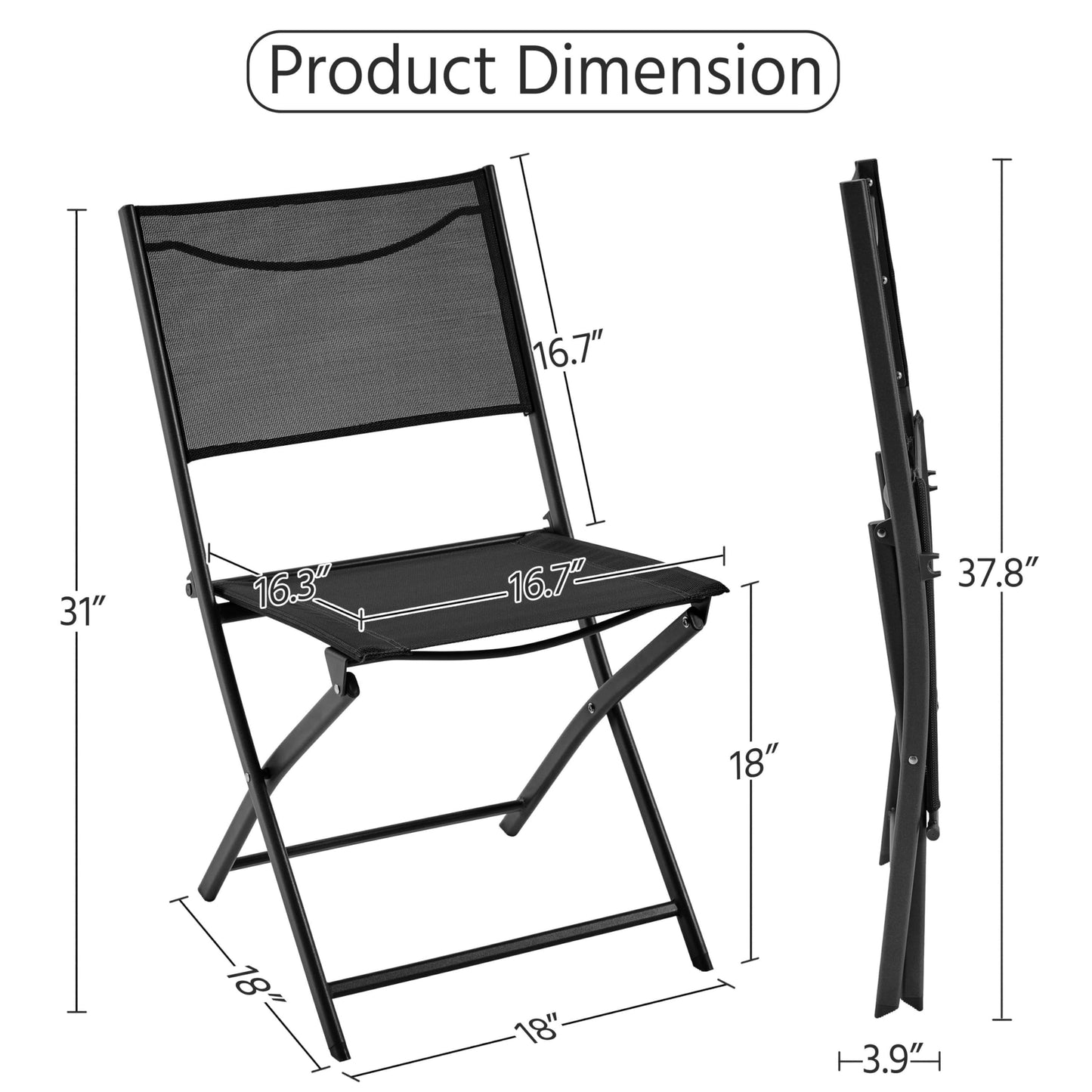 Yaheetech 4-Pack Outdoor Folding Dining Chairs