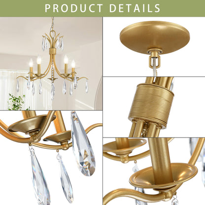 Gold 5-Light Crystal Chandelier for Living Room