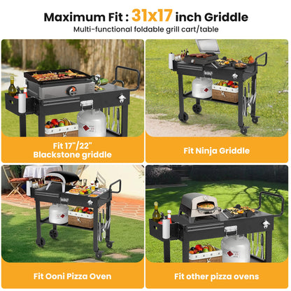 Portable Foldable Outdoor Grill Cart for Camping