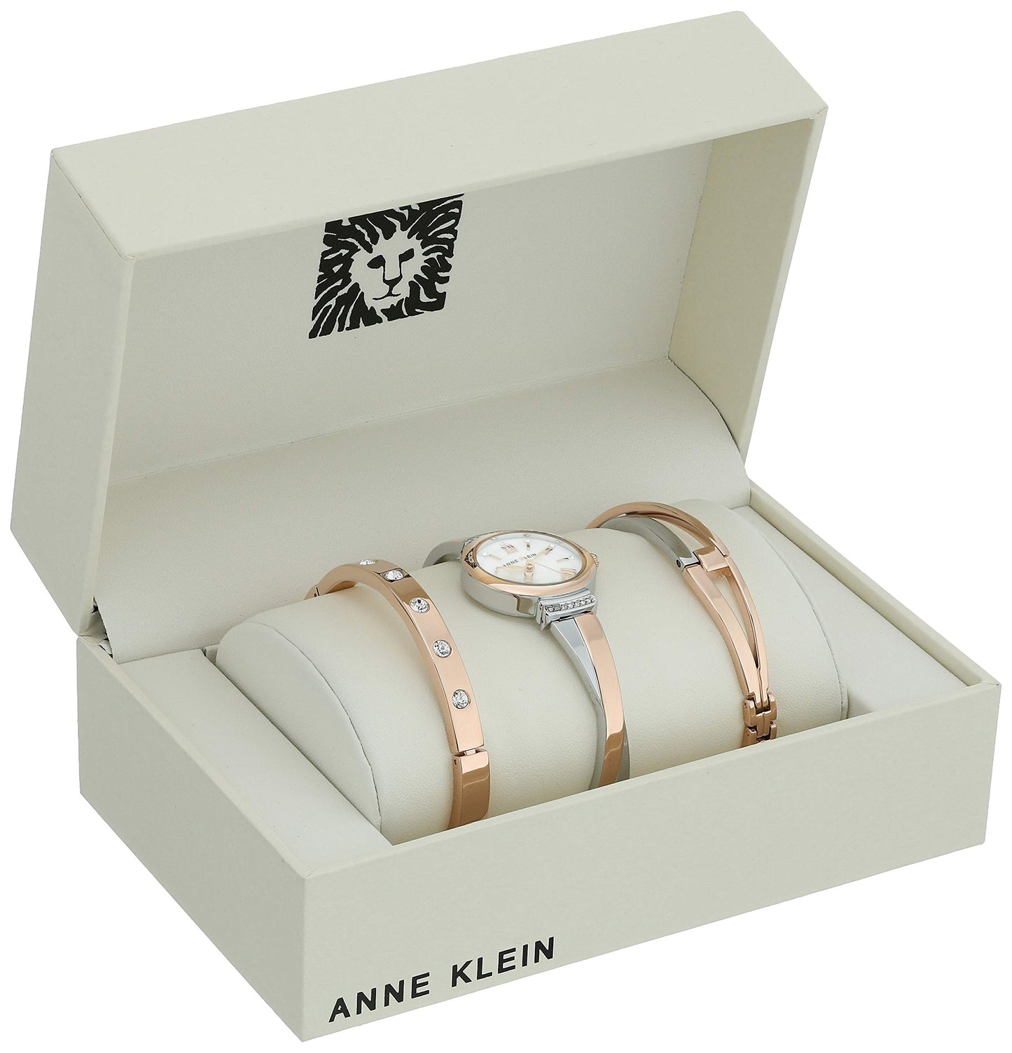 Anne Klein Crystal Accented Bangle Watch Set