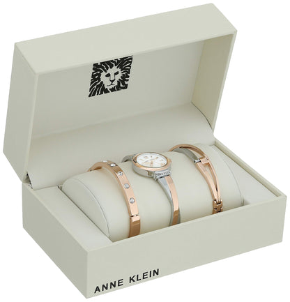 Anne Klein Crystal Accented Bangle Watch Set