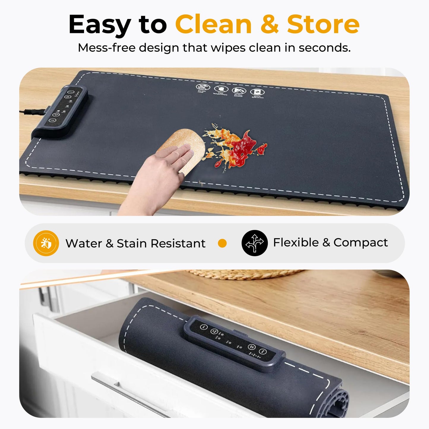 Premium Food Warming Mat with Thermometer Bundle