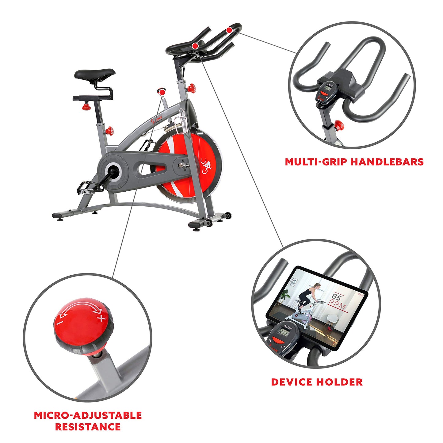 Sunny Health Indoor Cycling Exercise Bike with Monitor