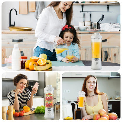 Portable Blender, Personal Size Blenders for Shakes and Smoothies, 20 Oz Mini Smoothies Blender, Kitchen USB Rechargeable Blender Cups with Travel Lid For Kitchen/Gym/Travel/Office, BPA-Free, White