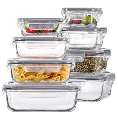 HOMBERKING 8-Pack Glass Meal Prep Containers