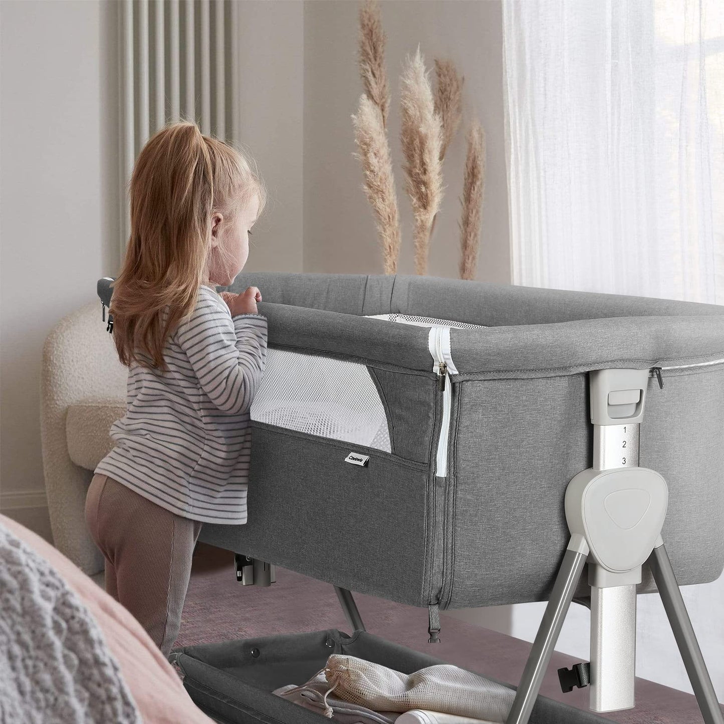 Cowiewie Baby Bassinet with Storage and Wheels