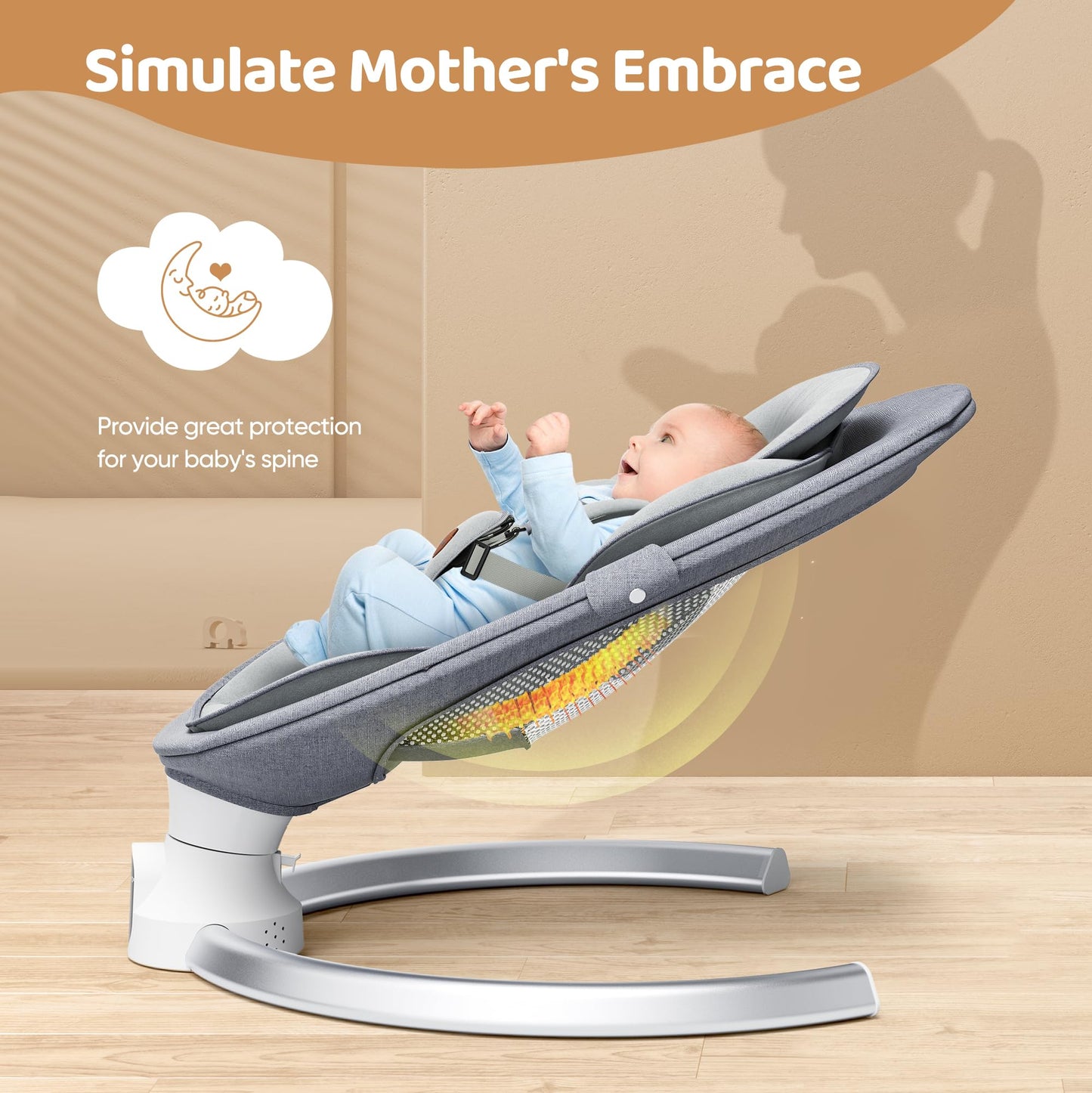 Electric Baby Swing with Bluetooth & Lullabies