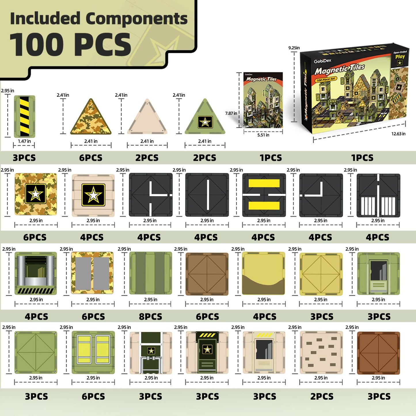 100 PCS Army Magnetic Building Blocks Toys