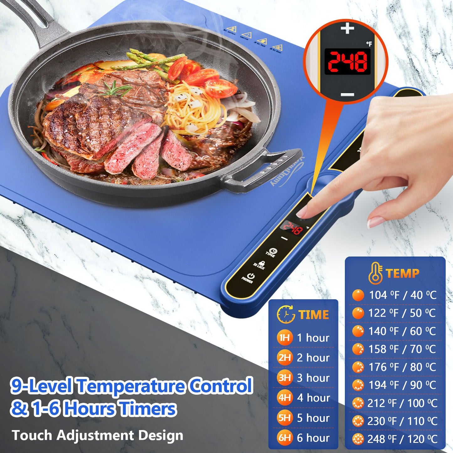 Portable Food Warming Mat with Auto Shut-Off