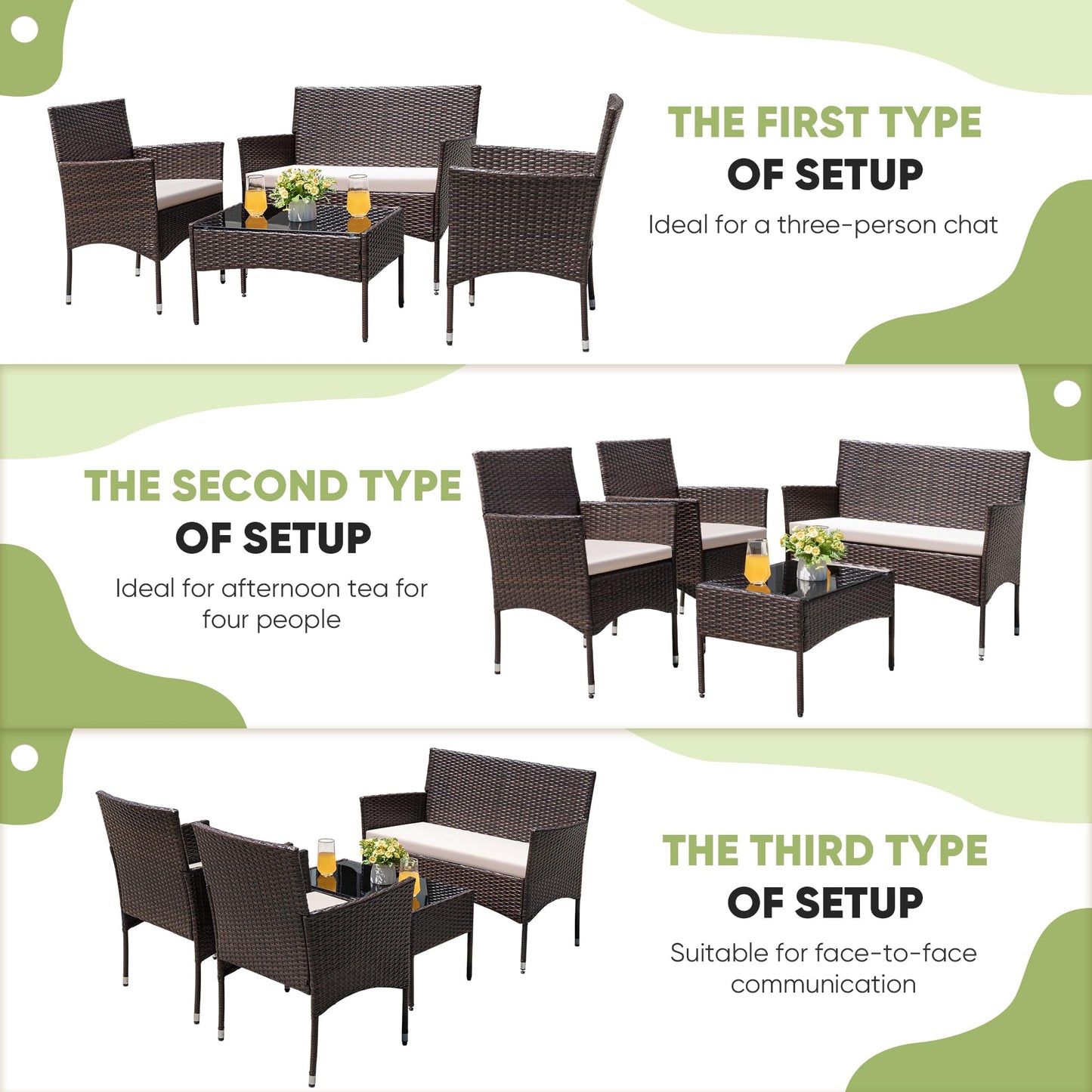 4-Piece Greesum Outdoor Wicker Conversation Set