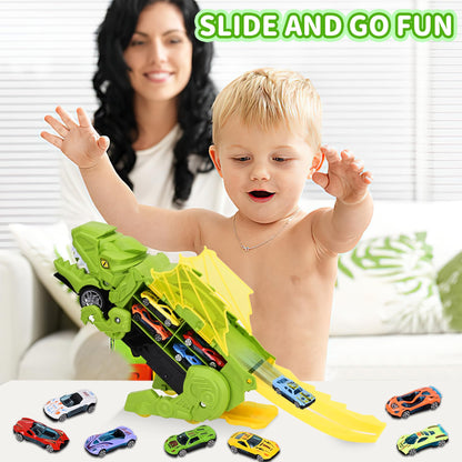Transformable Dinosaur Truck Toy with 12 Cars