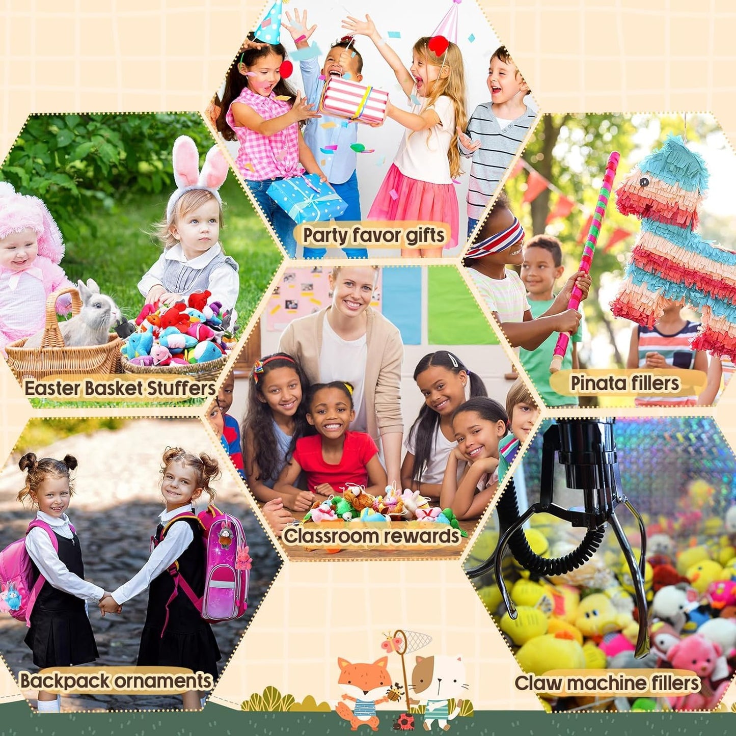 EHENOY 12 Pack Small Stuffed Animals for Kids Mini Plushies, Plush Keychain Christmas Birthday Gifts Bulk Toys Party Favors Goodie Bag Stuffers Classroom Rewards Carnival Prizes