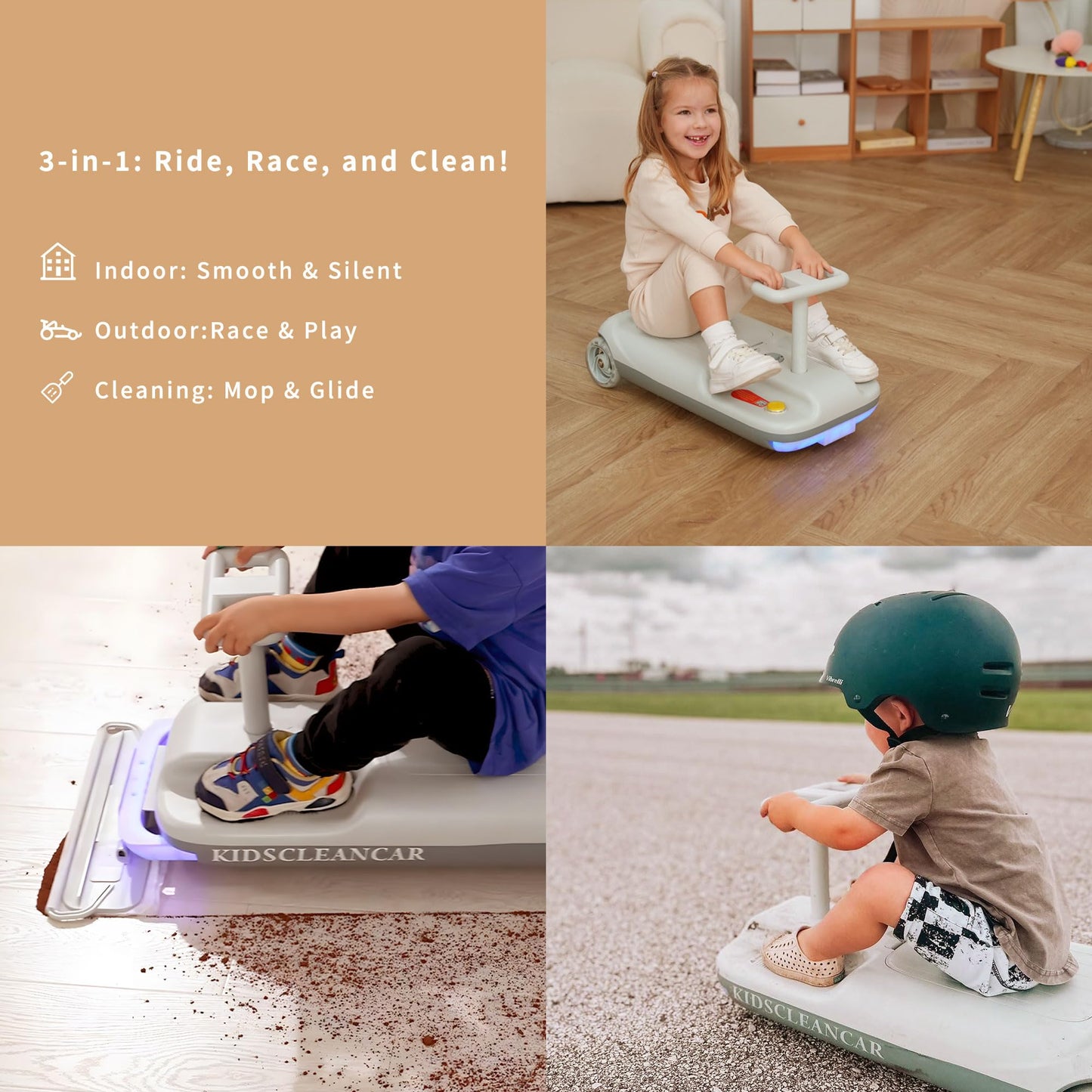 12V Kids Ride-On Gokart with Mop & Battery