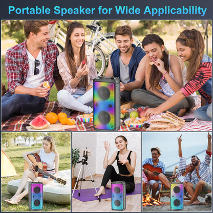 80W Portable Bluetooth Party Speaker with LED Lights