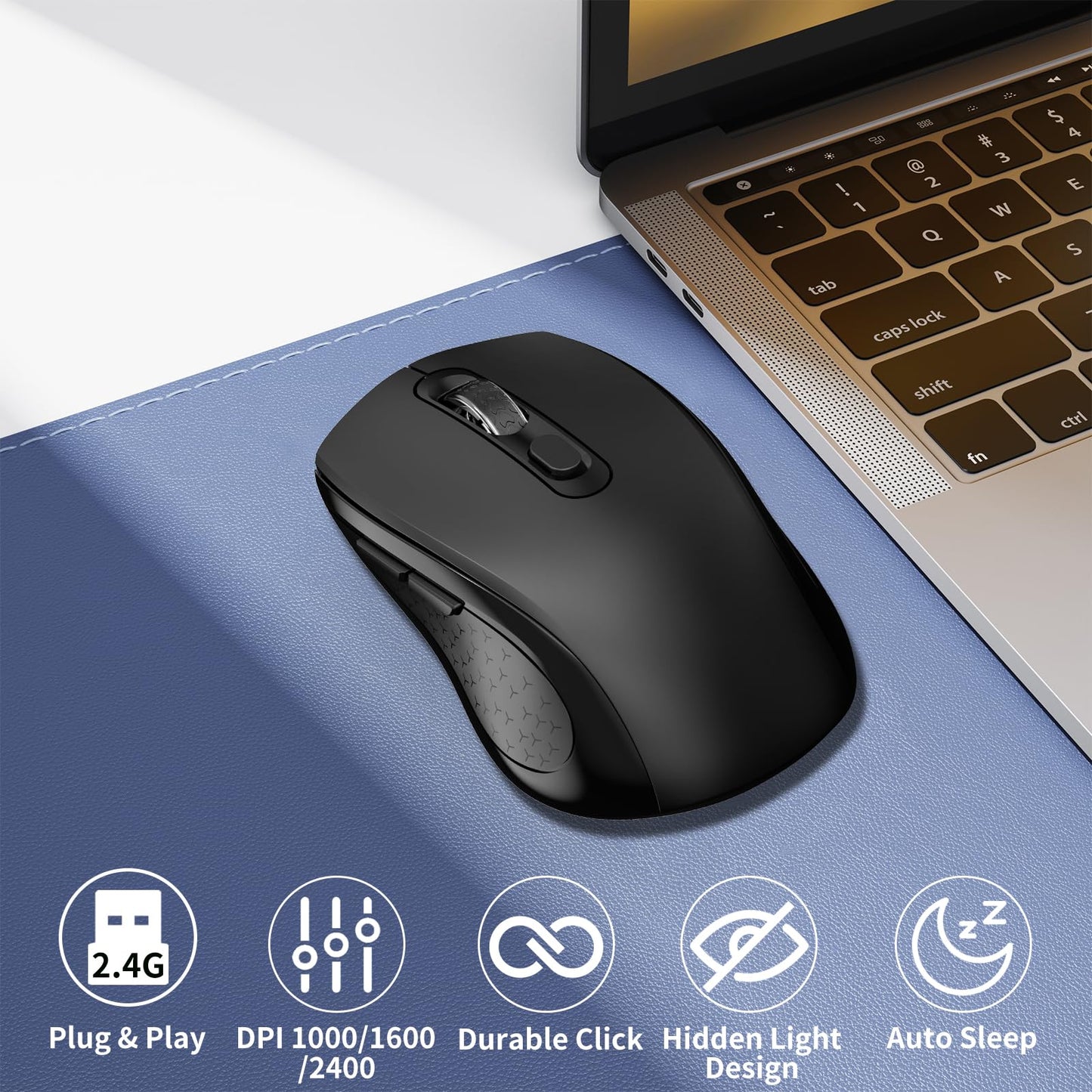 Wireless Ergonomic Mouse with USB Receiver