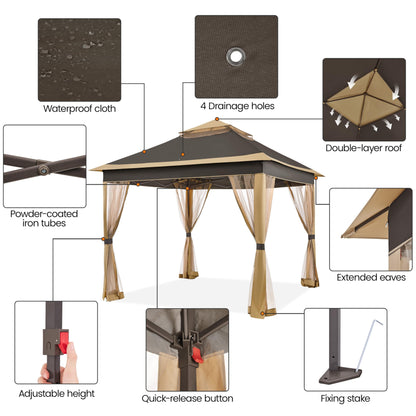 11x11 Pop Up Gazebo with Mesh Netting