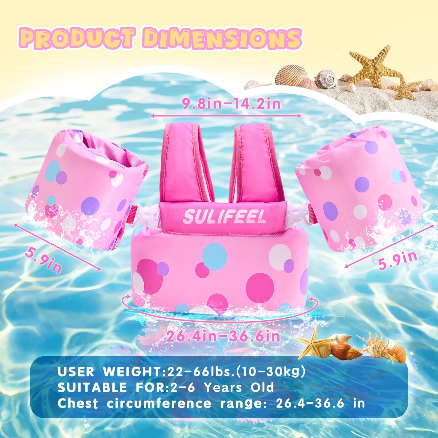 Toddler Swim Vest Floaties for Kids 20-66 lbs