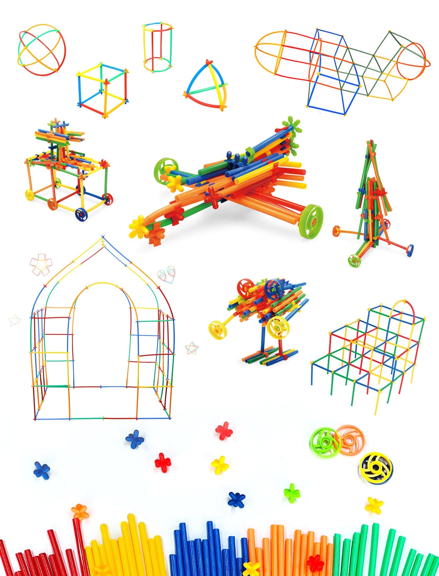 700Pcs Straw Constructor Toys for 3 4 5 6 7 8 Years Kids STEM Building Toys with Box Straw Toy Interlocking Plastic Toys Engineering Toys Thin Tube Blocks Toy Preschool Toy Kit for Boys and Girls