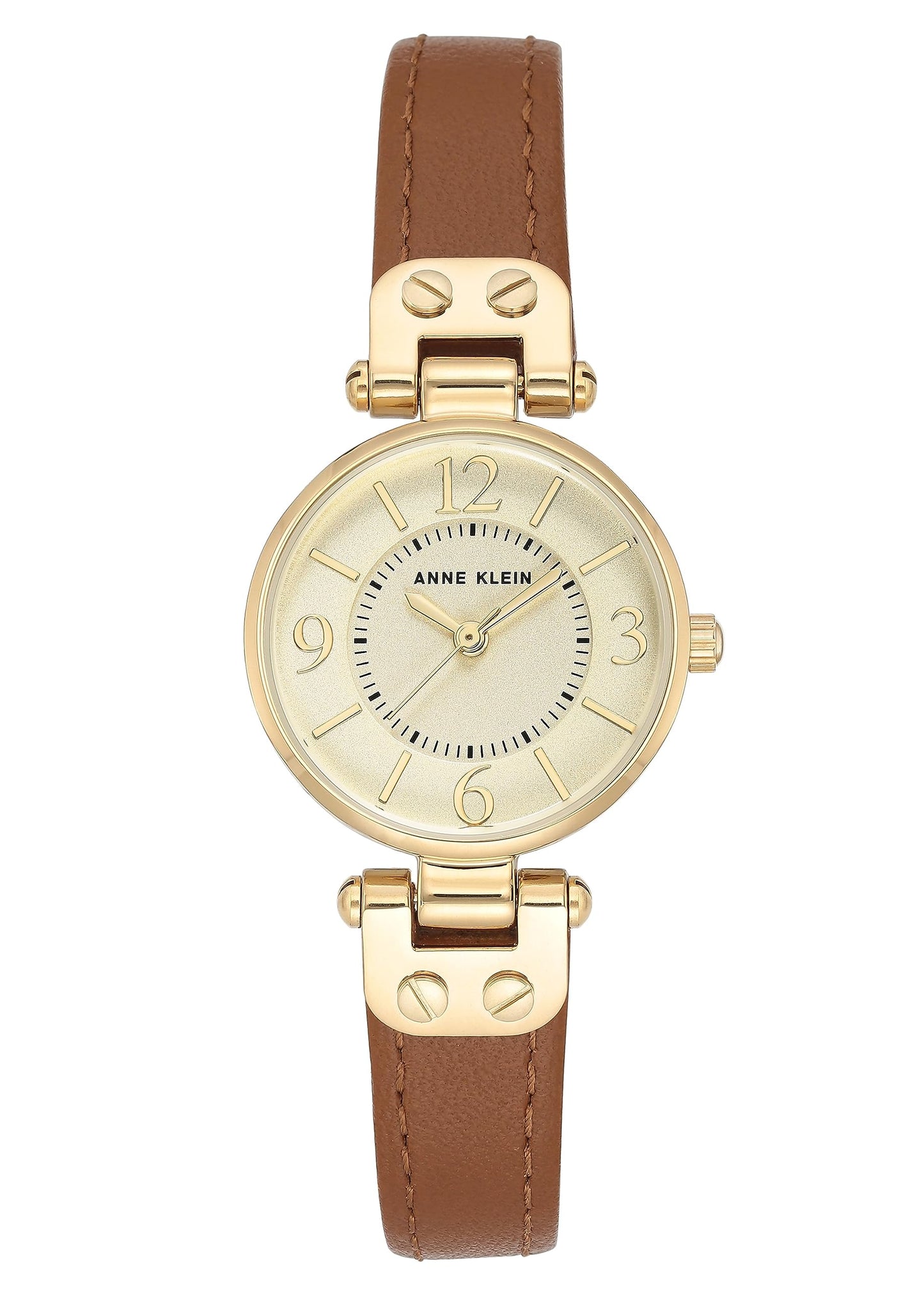 Anne Klein Women's Gold-Tone Leather Strap Watch