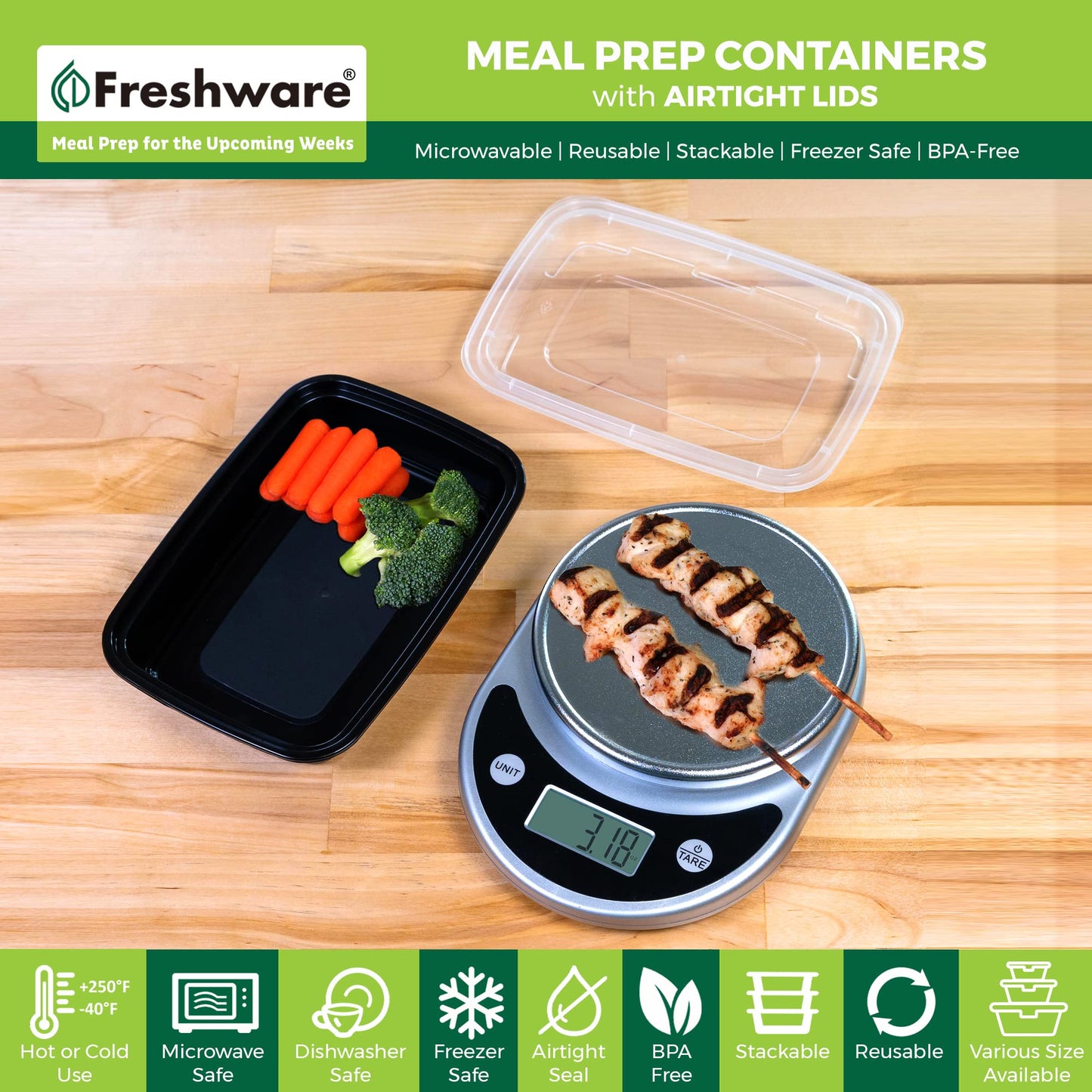 Freshware 50-Pack Meal Prep Containers with Lids