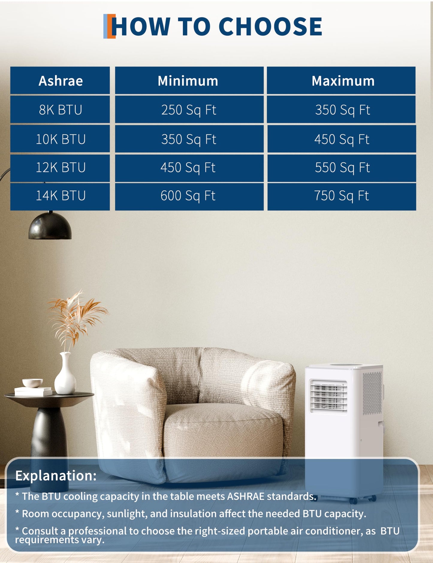8,000 BTU Portable Air Conditioner,Remote Control Portable AC Uni