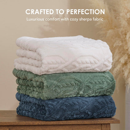EVERGRACE Cozy Reversible Sherpa Fleece Throw Blanket