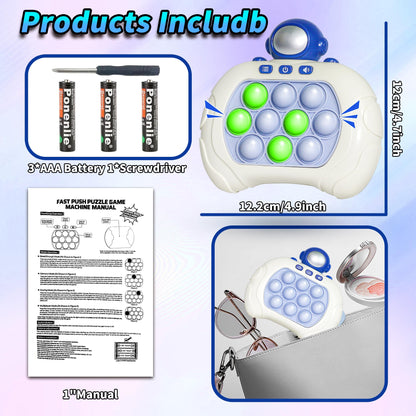 Fast Push Pop Game Fidget it Toys for Kids, Electronic Handheld Astronaut Blue Quick Push Bubbles Light up Sensory Toy, Birthday Toys Gifts for 3 4 5 6 7-10+ Years Old Boys and Girls (Blue Astronaut)
