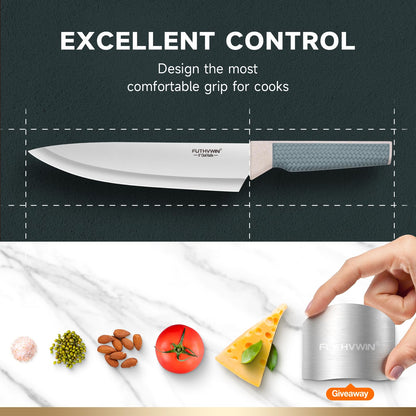 FUTHVWIN Chef Knife Ultra Sharp Kitchen Knife Set 3-Piece, Premium German 1.4116 Stainless Steel Chefs Knife Set with Finger Guard, Ergonomic Handle Professional Knives Set for Kitchen, 2024 Gift