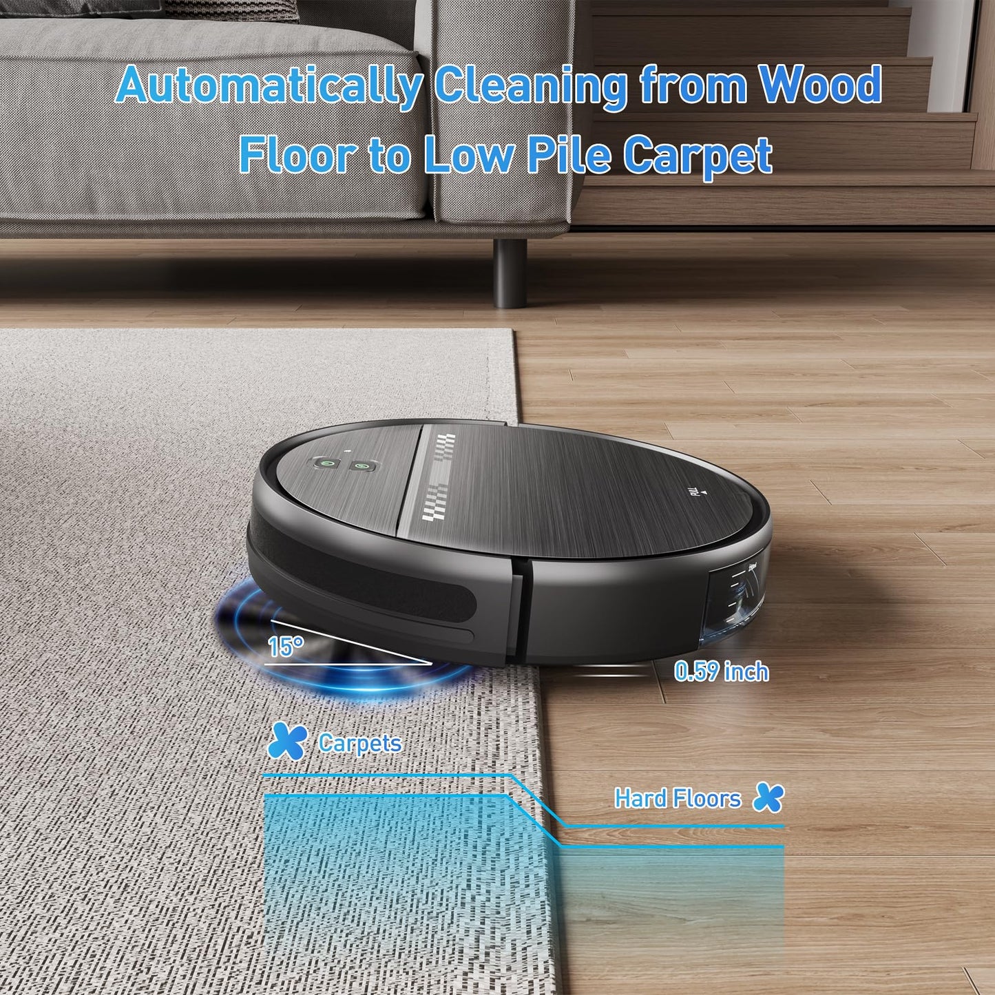 MANVN Robot Vacuum and Mop Combo, Robot Vacuum with Wi-Fi/APP, Self-Charging Robot Vacuum and Mop Ultra Slim Quiet, Ideal for Hard Floor, Pet Hair and Daily Cleaning