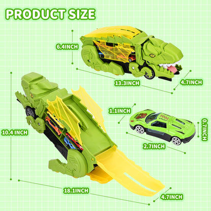 Transformable Dinosaur Truck Toy with 12 Cars