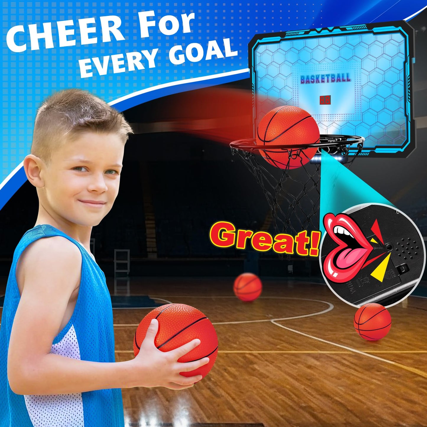 TREYWELL Indoor Basketball Hoop with LED Lights