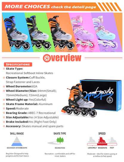 2PM SPORTS Adjustable Inline Skates with Light Up Wheels