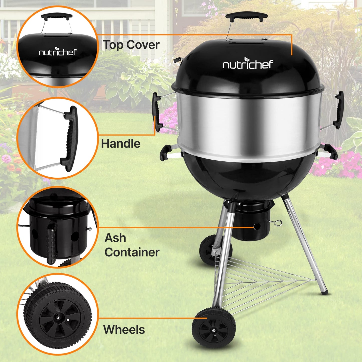 NutriChef Portable BBQ Grill for Outdoor Fun