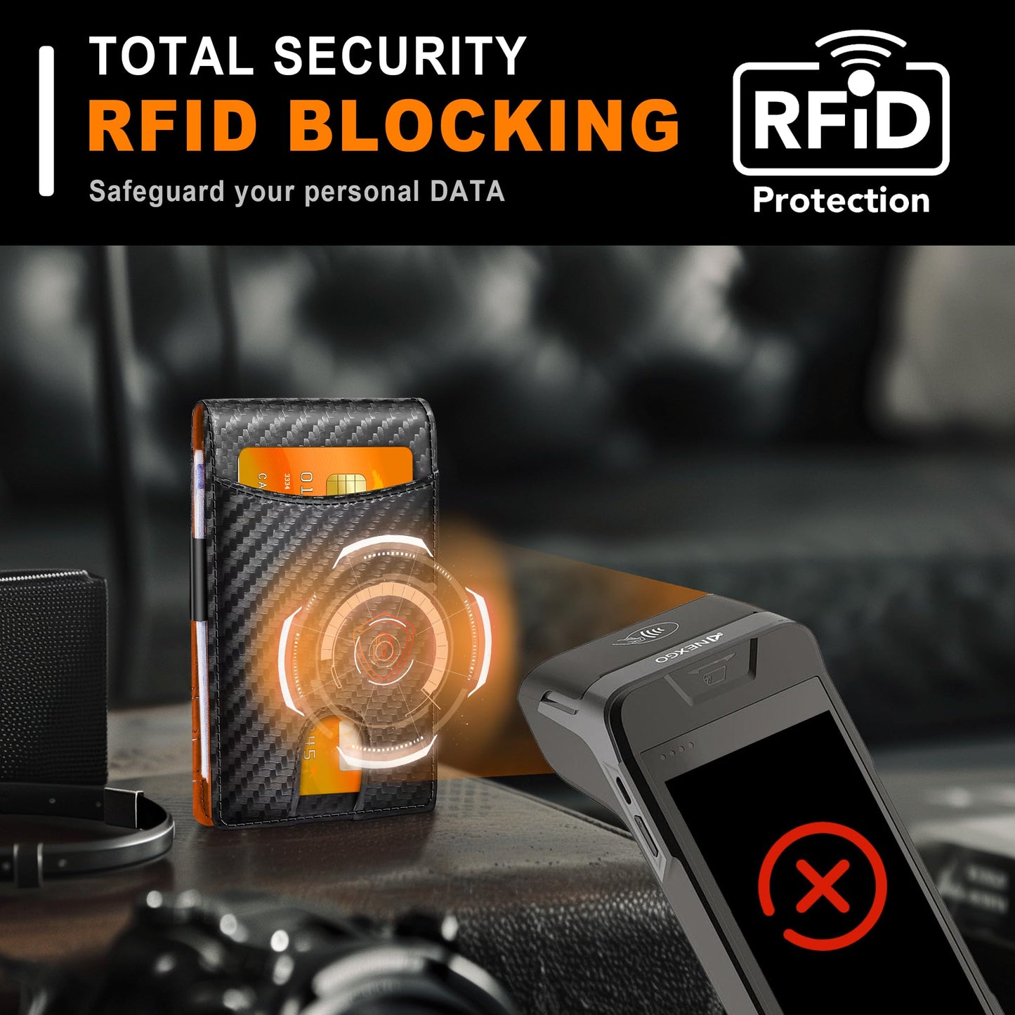 Men's RFID Blocking Slim Wallet with Money Clip