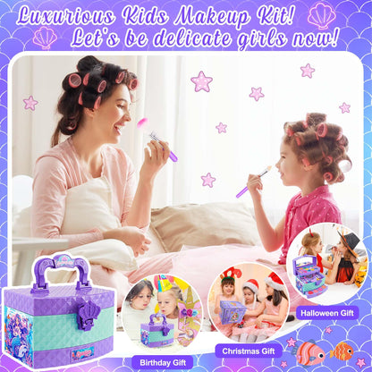 Toys for Girls,Real Kids-Makeup-Kit-for-Girl,Washable Pretend Toddler-Girl-Toys Makeup for Kid,Toys for 3 4 5 6 7 8 9 10 11 12 Year Old Girls,Princess-Dresses-for-Girls-Christmas-Brithday-Gifts