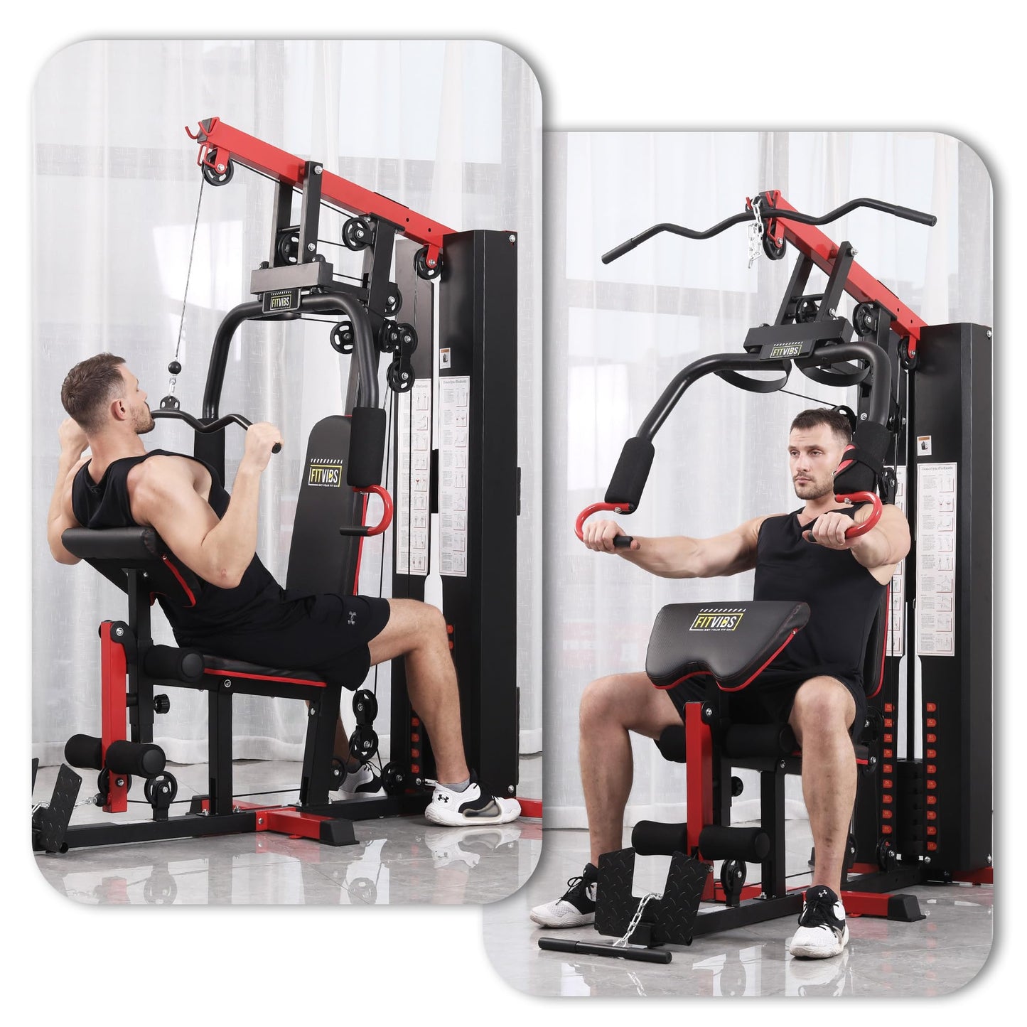 Fitvids Multifunctional Home Gym Equipment with 122.5 lbs Weight Stack